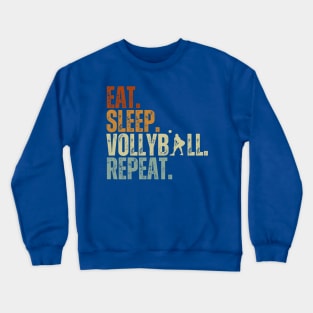 Eat Sleep Volleyball Repeat Kids Adult Women Retro Vintage Crewneck Sweatshirt